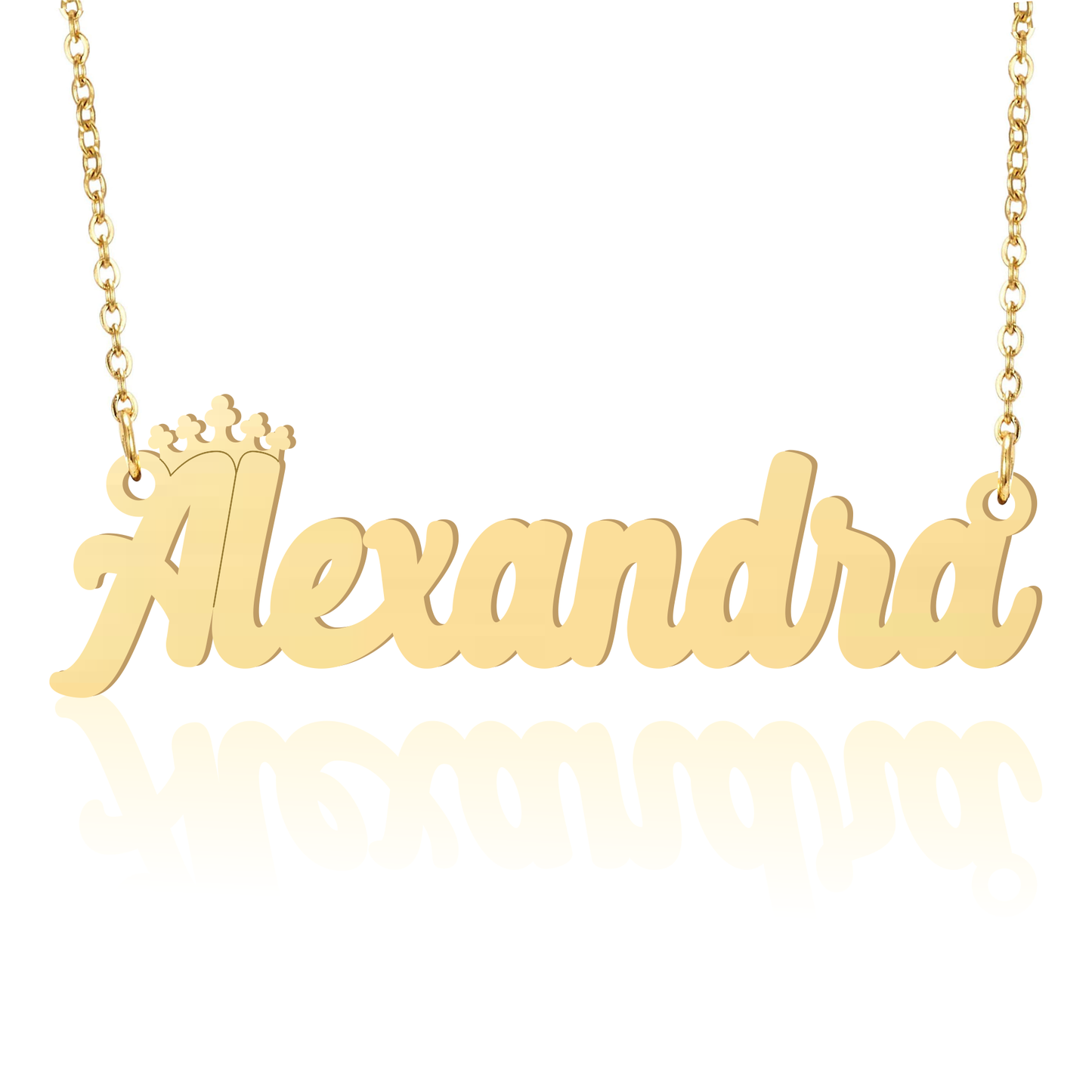 Prime & Pure 9K Yellow Gold Name Necklace Alexandra with Crown