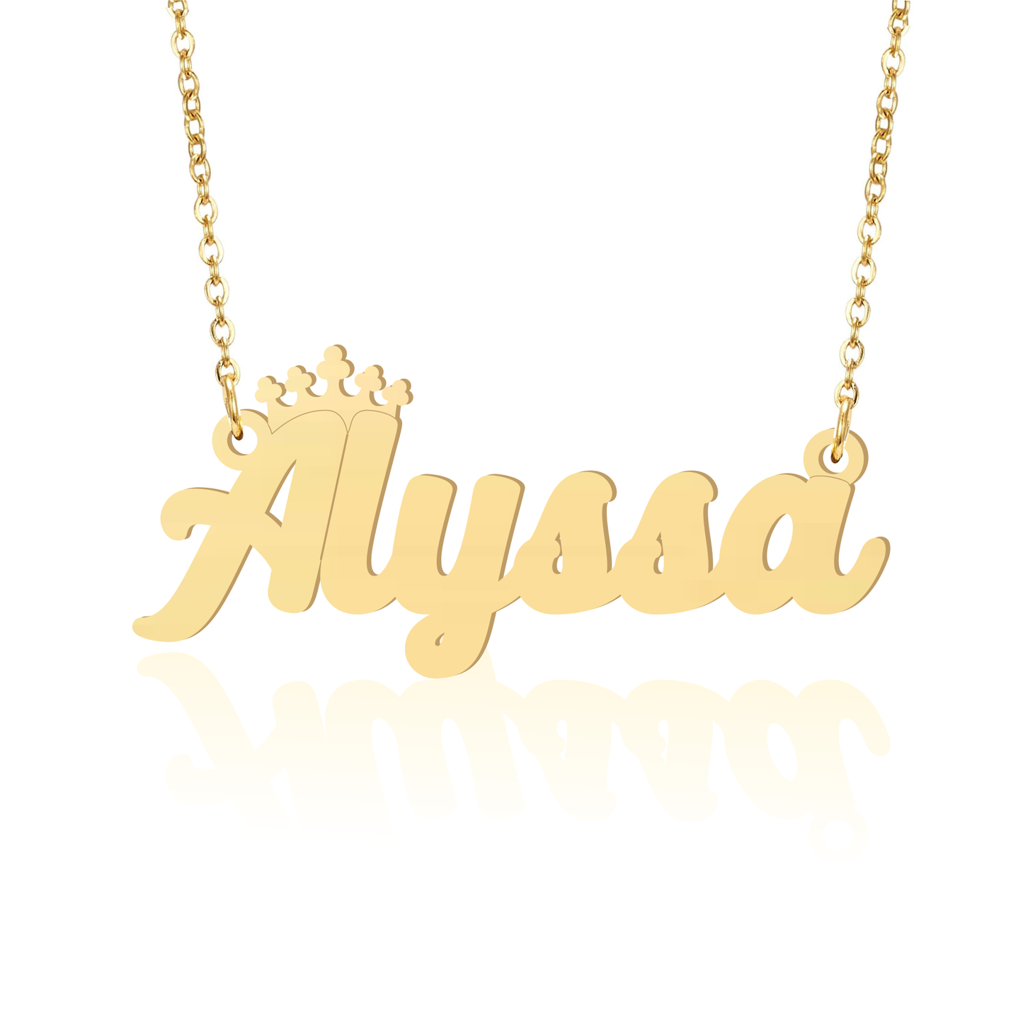Prime & Pure 9K Yellow Gold Name Necklace Alyssa with Crown
