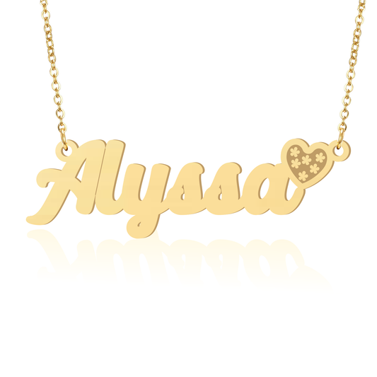 Prime & Pure 9K Yellow Gold Name Necklace Alyssa with Heart