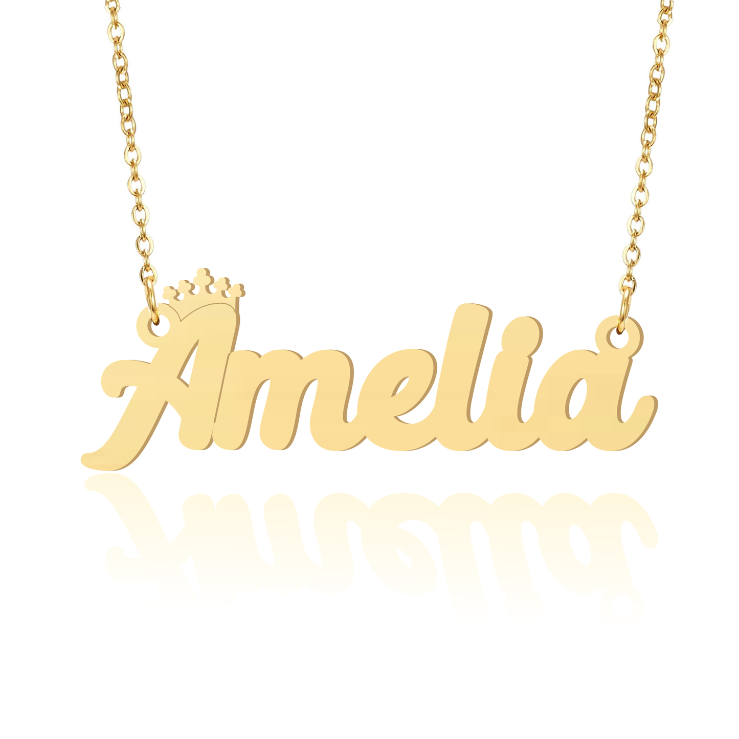 Prime & Pure 9K Yellow Gold Name Necklace Amelia with Crown
