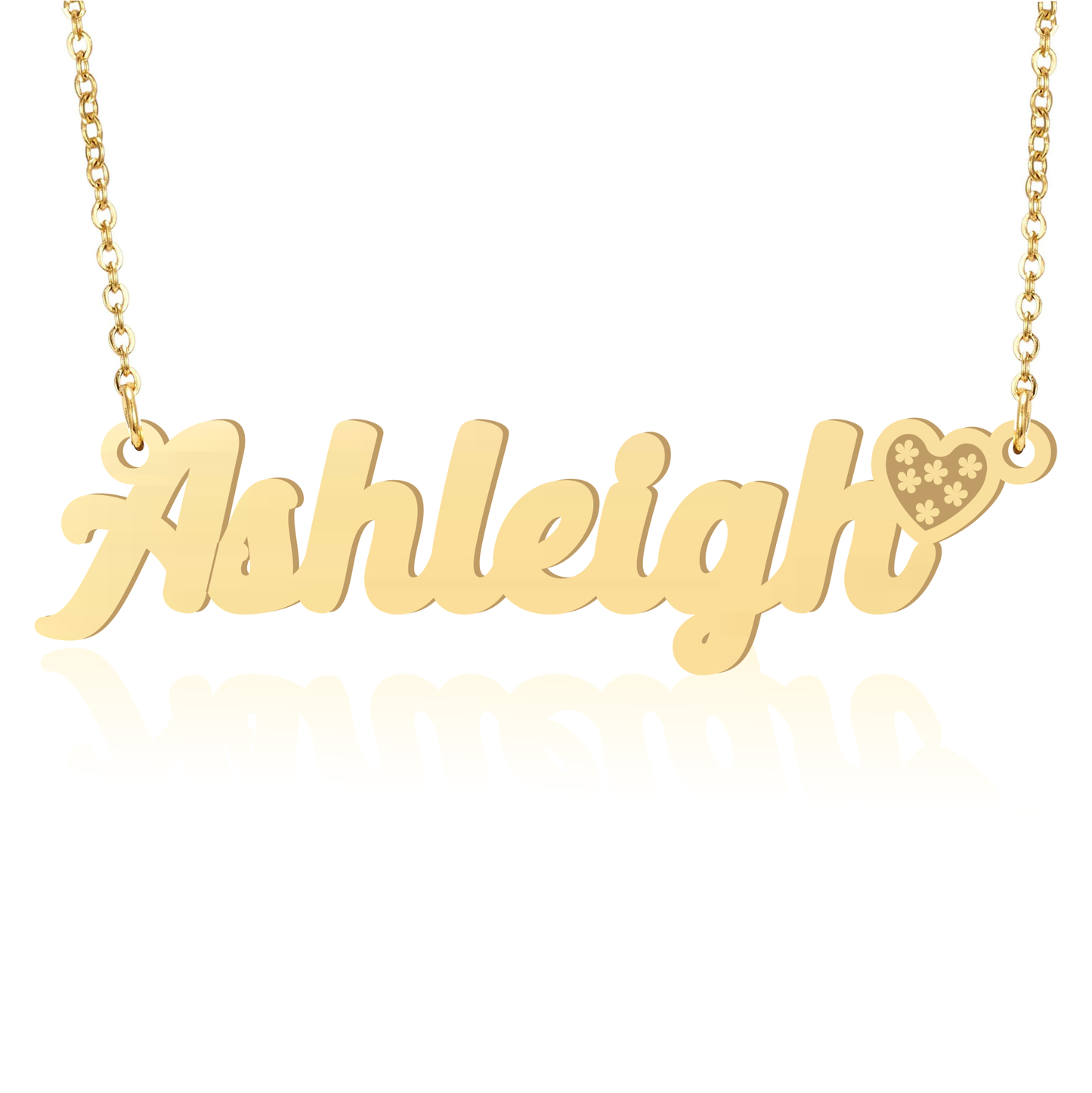 Prime & Pure 9K Yellow Gold Name Necklace Ashleigh with Heart