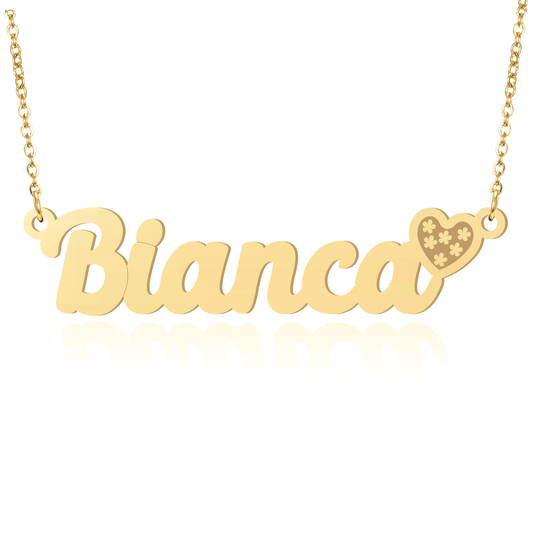 Prime & Pure 9K Yellow Gold Name Necklace Bianca with Heart