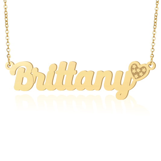 Prime & Pure 9K Yellow Gold Name Necklace Brittany with Heart