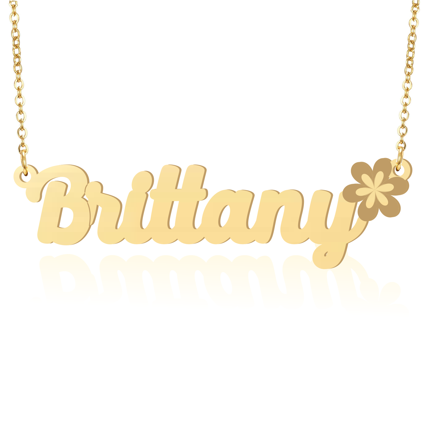 Prime & Pure 9K Yellow Gold Name Necklace Brittany with Flower