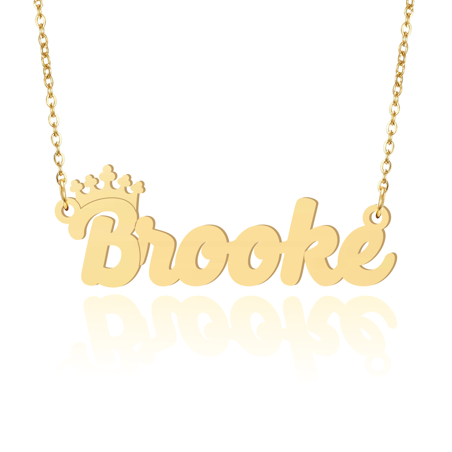 Prime & Pure 9K Yellow Gold Name Necklace Brooke with Crown
