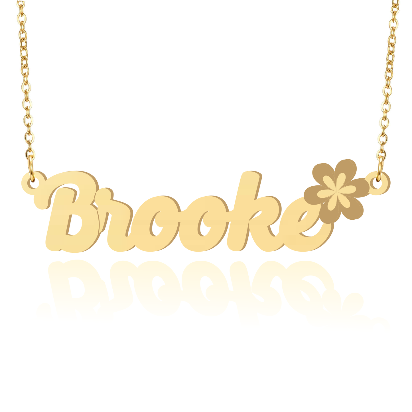 Prime & Pure 9K Yellow Gold Name Necklace Brooke with Flower