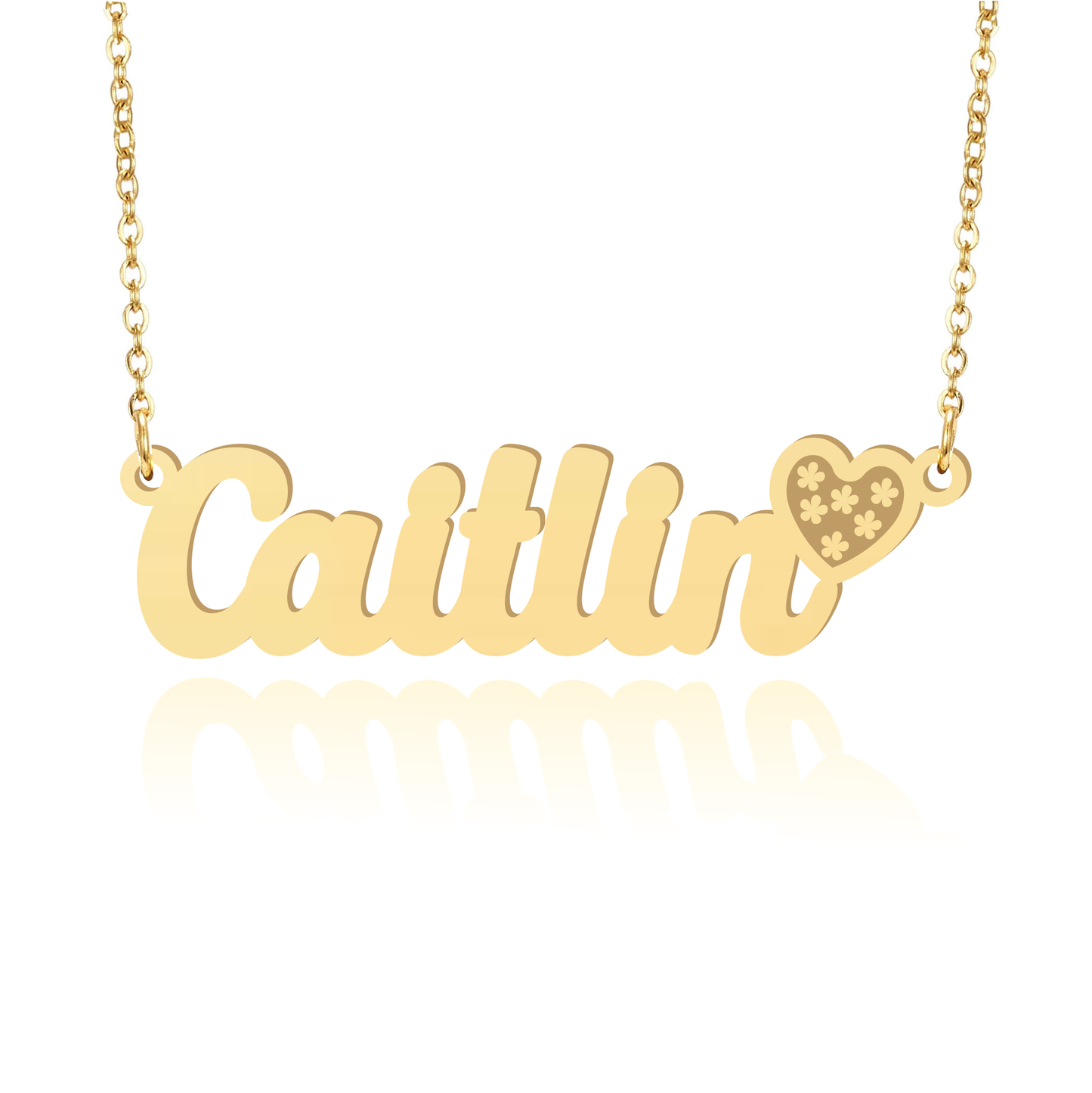 Prime & Pure 9K Yellow Gold Name Necklace Caitlin with Heart