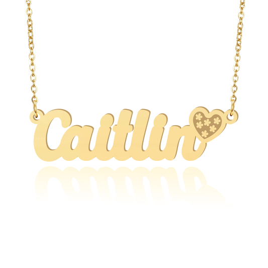 Prime & Pure 9K Yellow Gold Name Necklace Caitlin with Heart