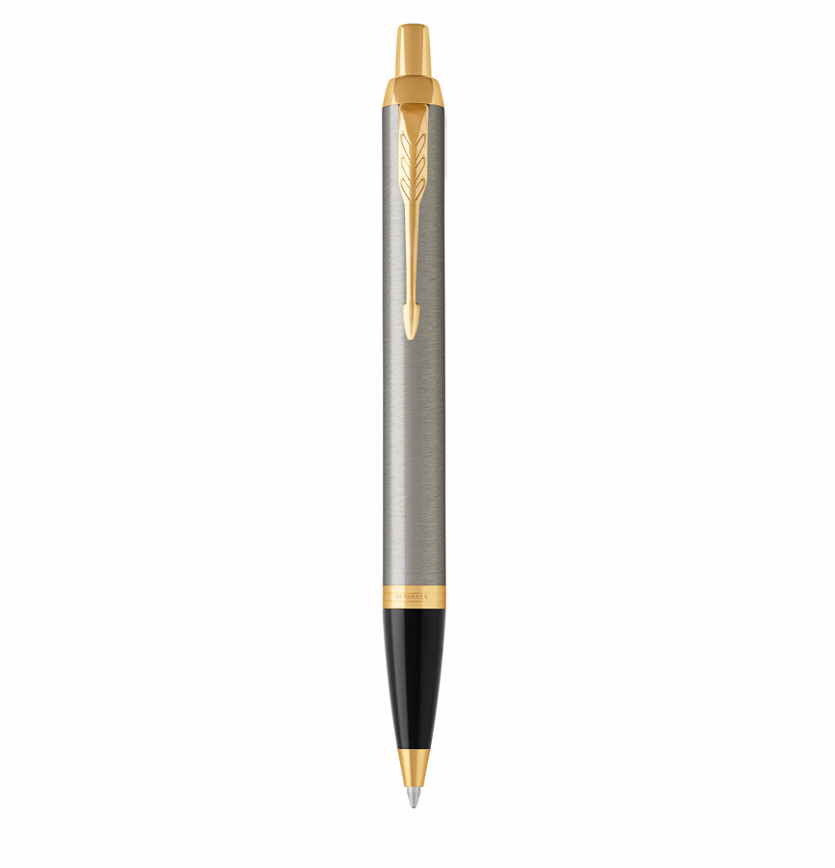 Parker IM Brushed Metal Gold Trim Ballpoint Pen