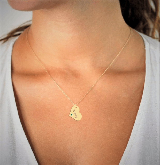 Heart Name Birthstones Necklace
