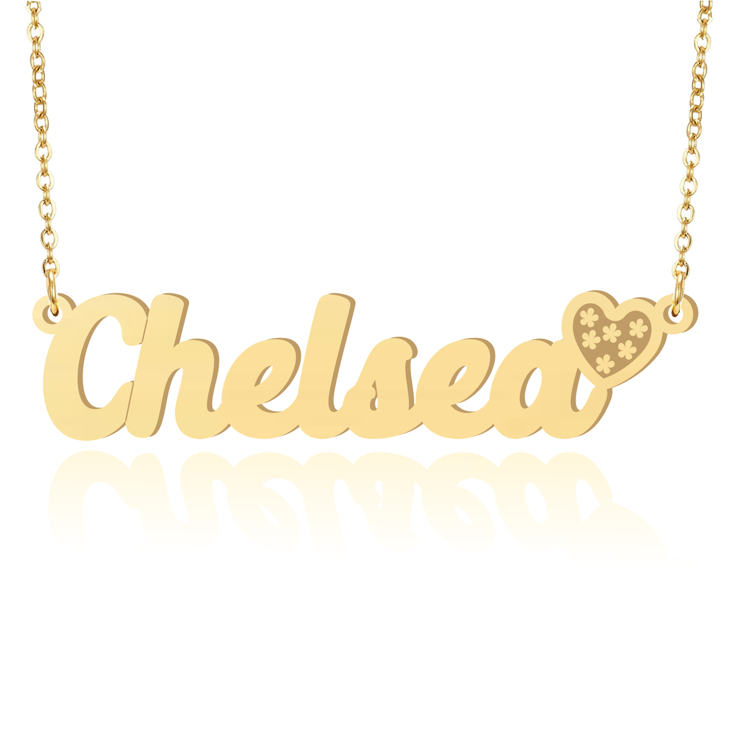 Prime & Pure 9K Yellow Gold Name Necklace Chelsea with Heart
