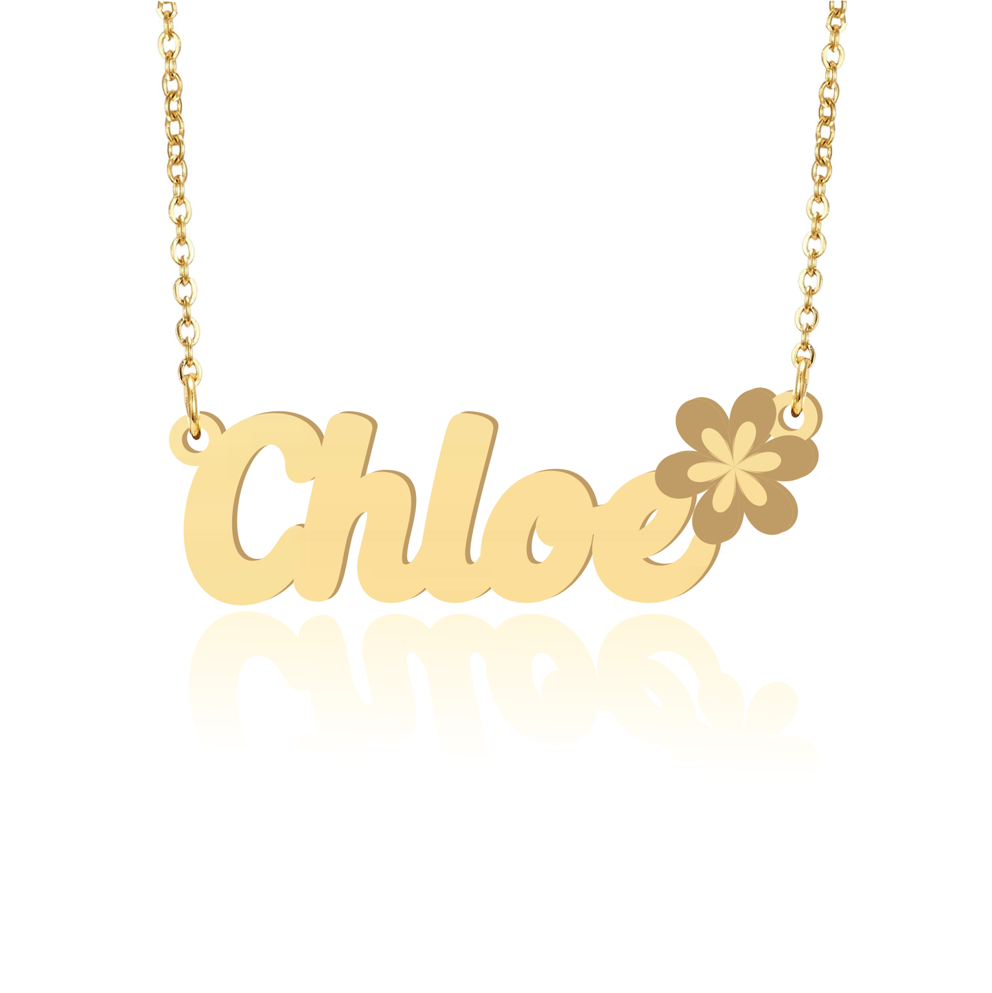 Prime & Pure 9K Yellow Gold Name Necklace Chloe with Flower