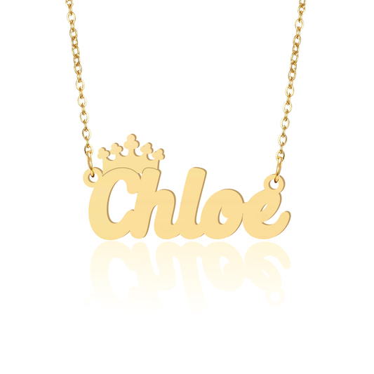 Prime & Pure 9K Yellow Gold Name Necklace Chloe with Crown
