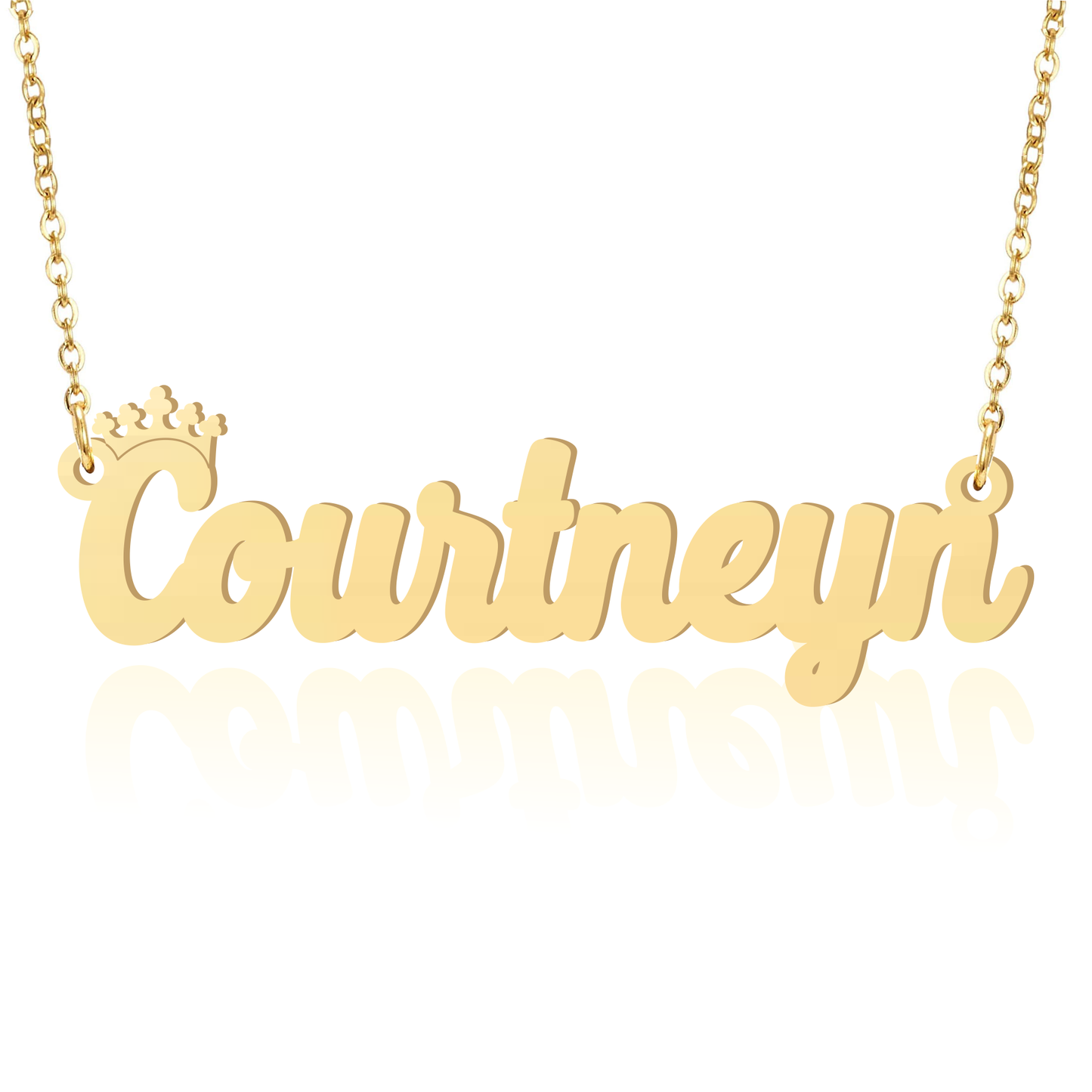 Prime & Pure 9K Yellow Gold Name Necklace Courtneyn with Crown