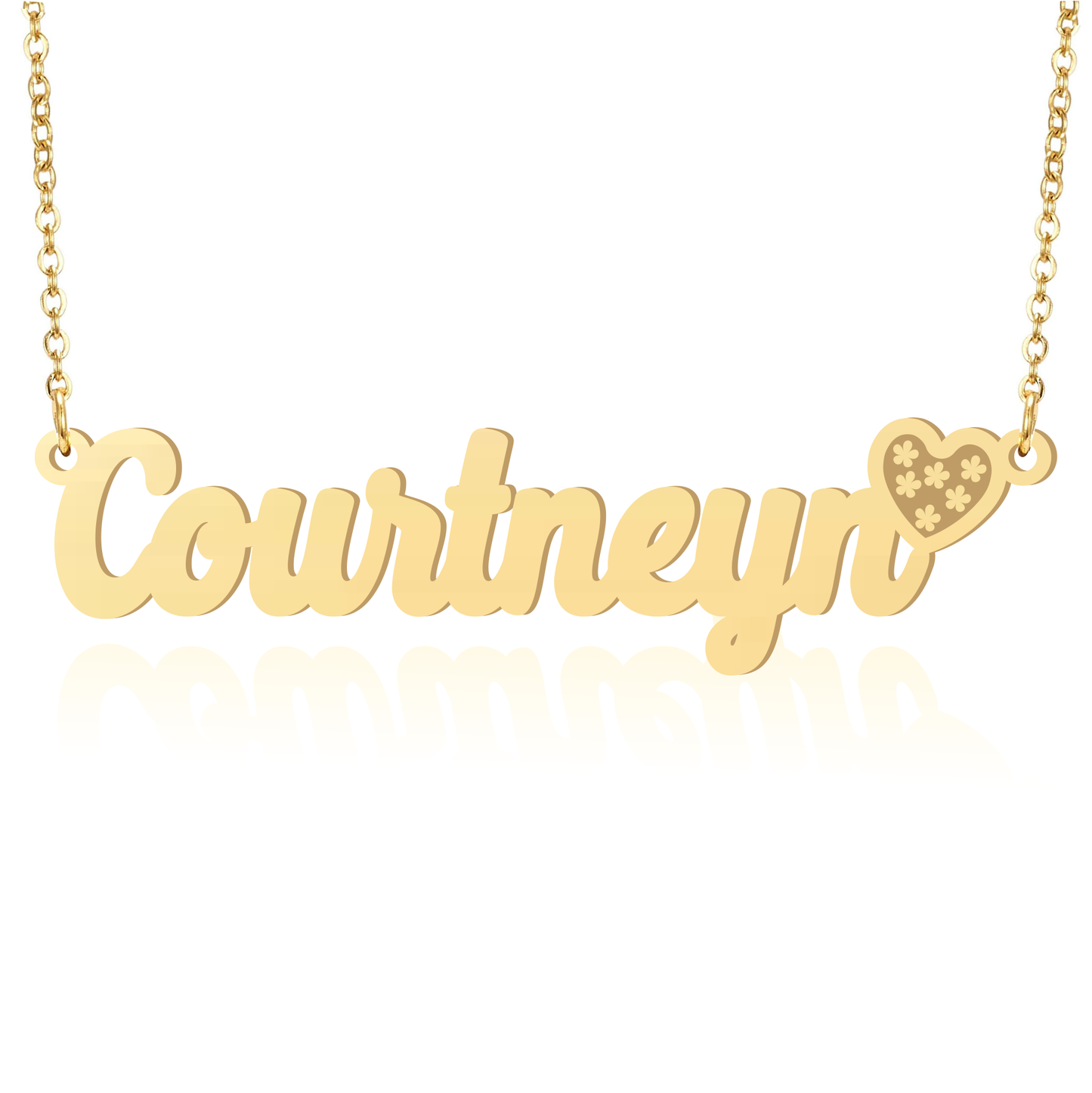 Prime & Pure 9K Yellow Gold Name Necklace Courtneyn with Heart
