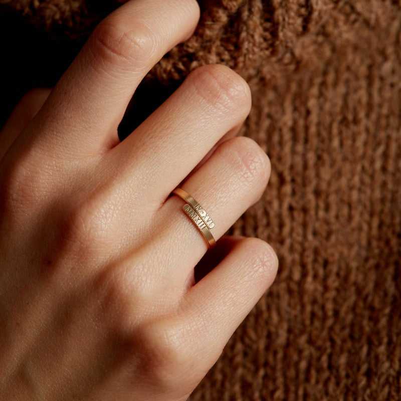 Engraved Double Name Ring