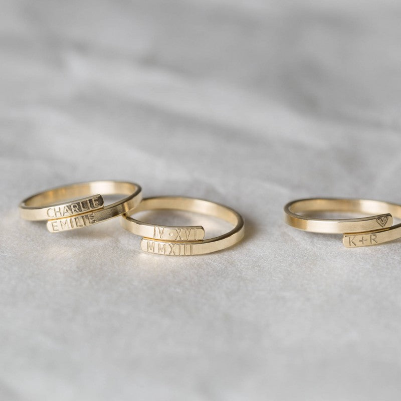 Engraved Double Name Ring