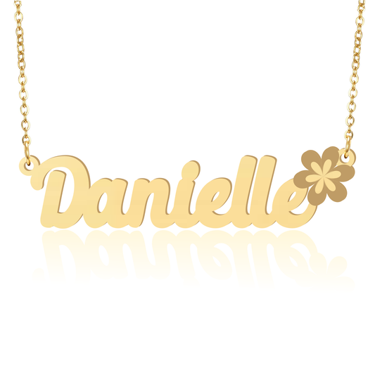 Prime & Pure 9K Yellow Gold Name Necklace Danielle with Flower
