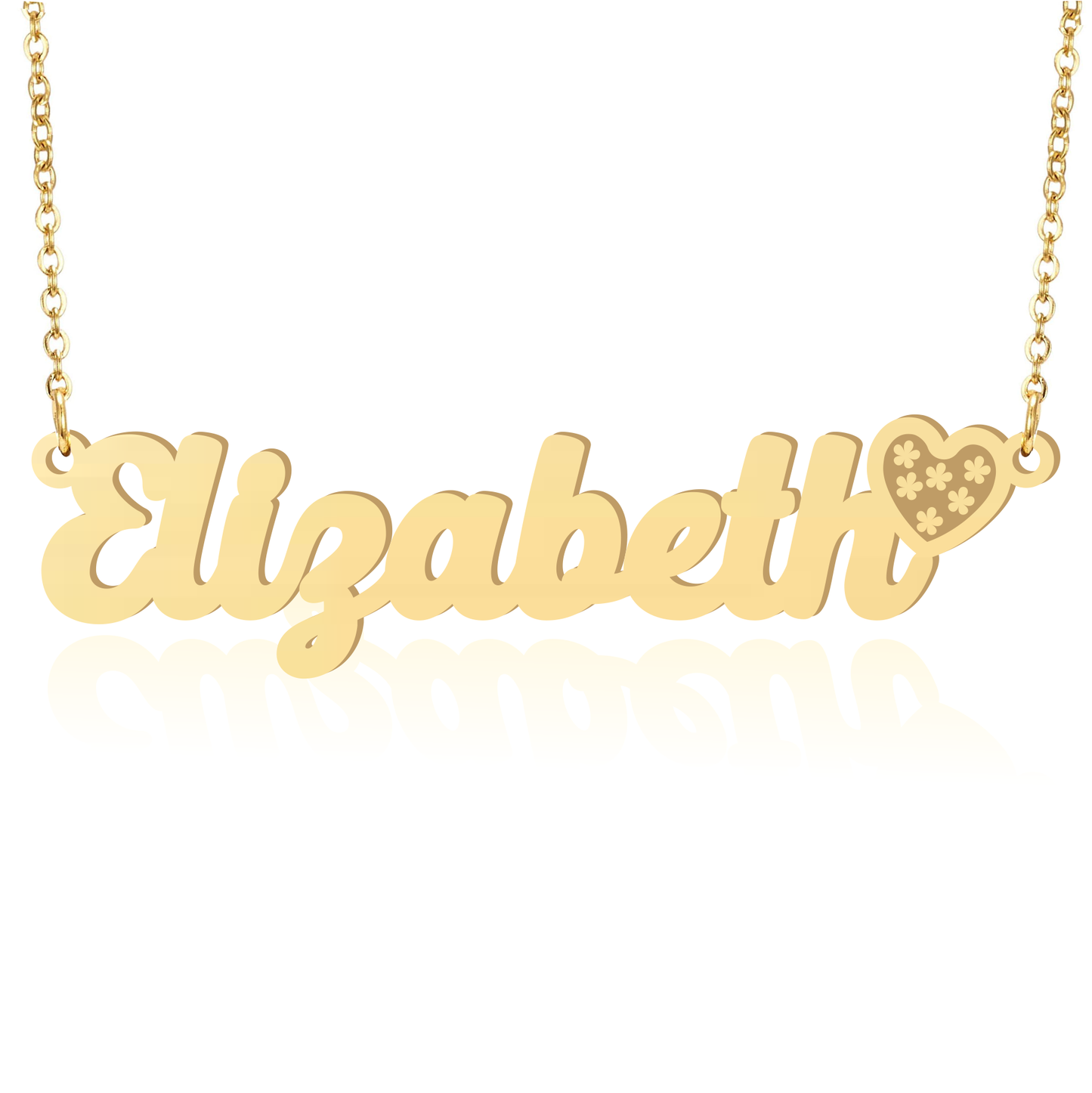 Prime & Pure 9K Yellow Gold Name Necklace Elizabeth with Heart