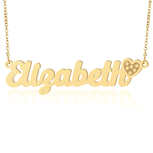 Prime & Pure 9K Yellow Gold Name Necklace Elizabeth with Heart