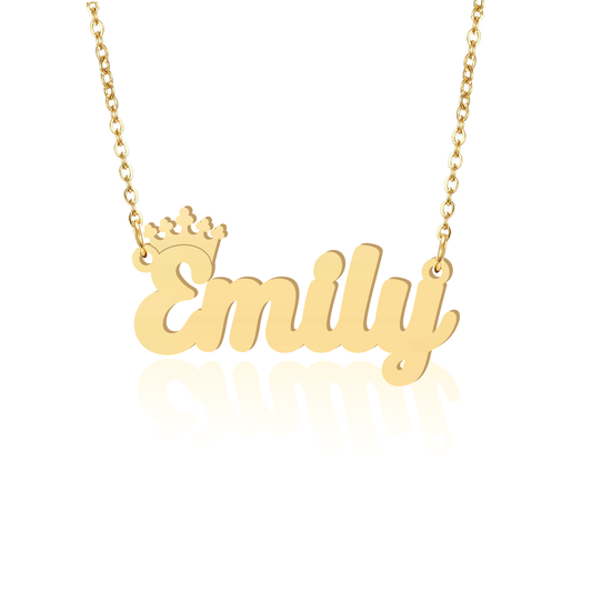 Prime & Pure 9K Yellow Gold Name Necklace Emily with Crown