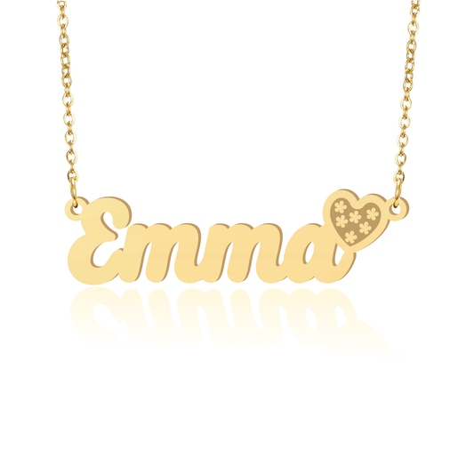 Prime & Pure 9K Yellow Gold Name Necklace Emma with Heart