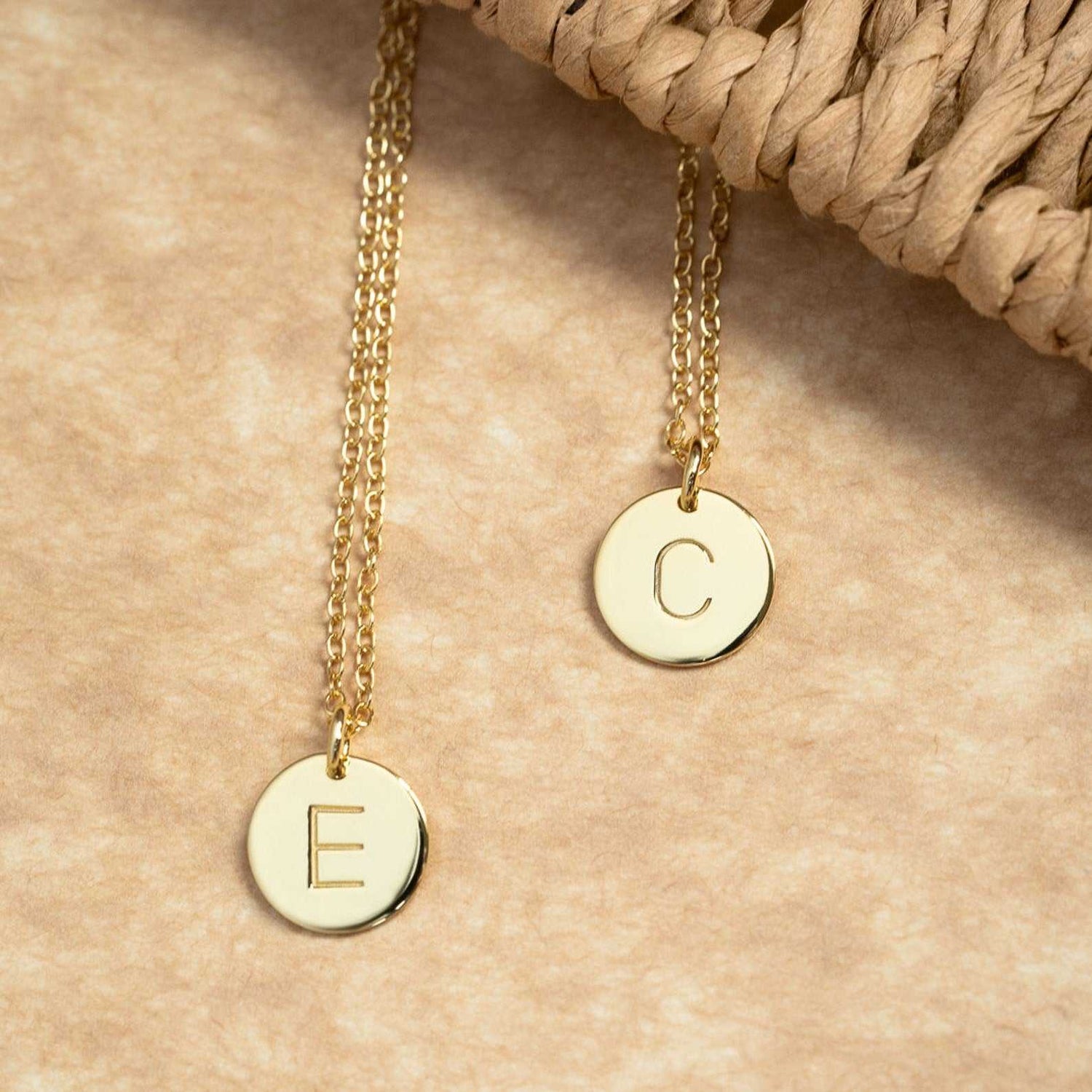 Engraved Disc Initial Necklace