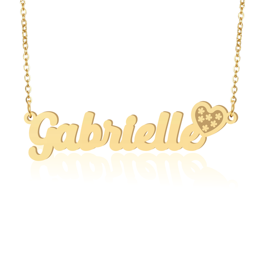 Prime & Pure 9K Yellow Gold Name Necklace Gabrielle with Heart