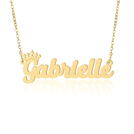 Prime & Pure 9K Yellow Gold Name Necklace Gabrielle with Crown