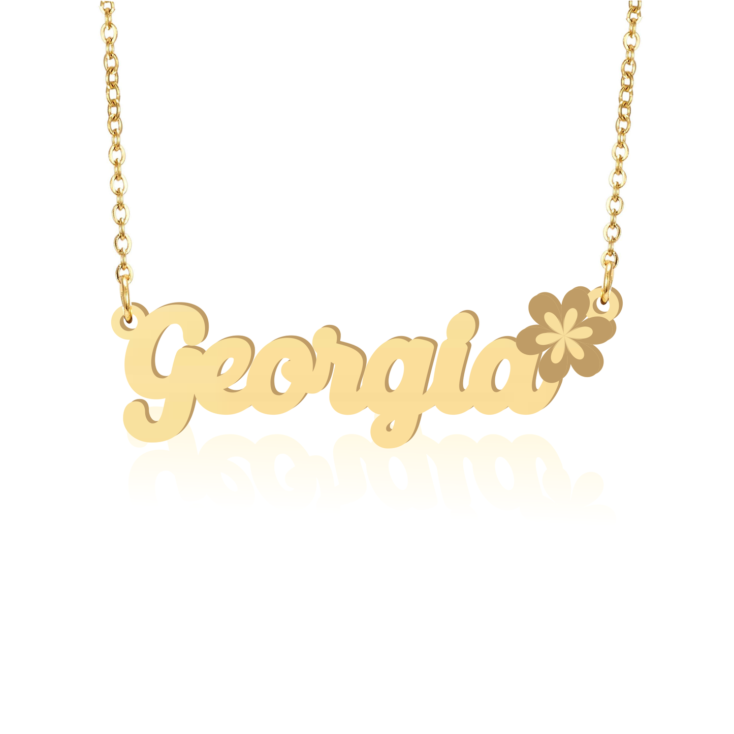 Prime & Pure 9K Yellow Gold Name Necklace Georgia with Flower