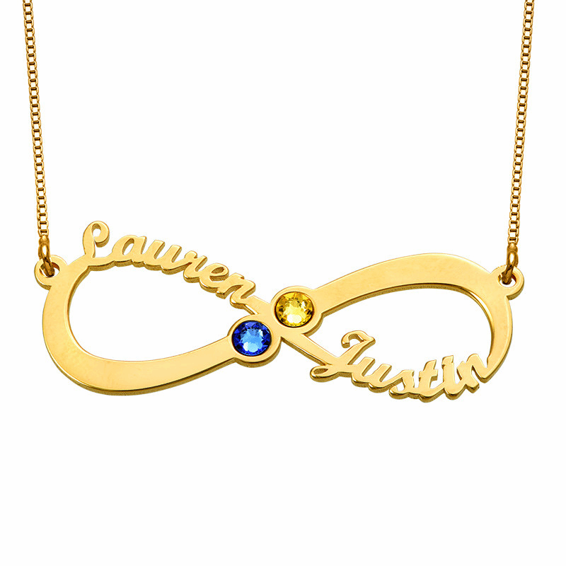 Infinity two Names Birthstones Necklace