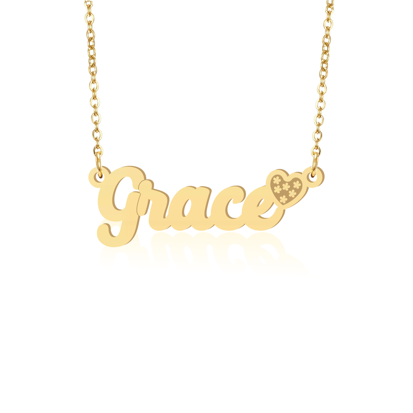 Prime & Pure 9K Yellow Gold Name Necklace Grace with Heart