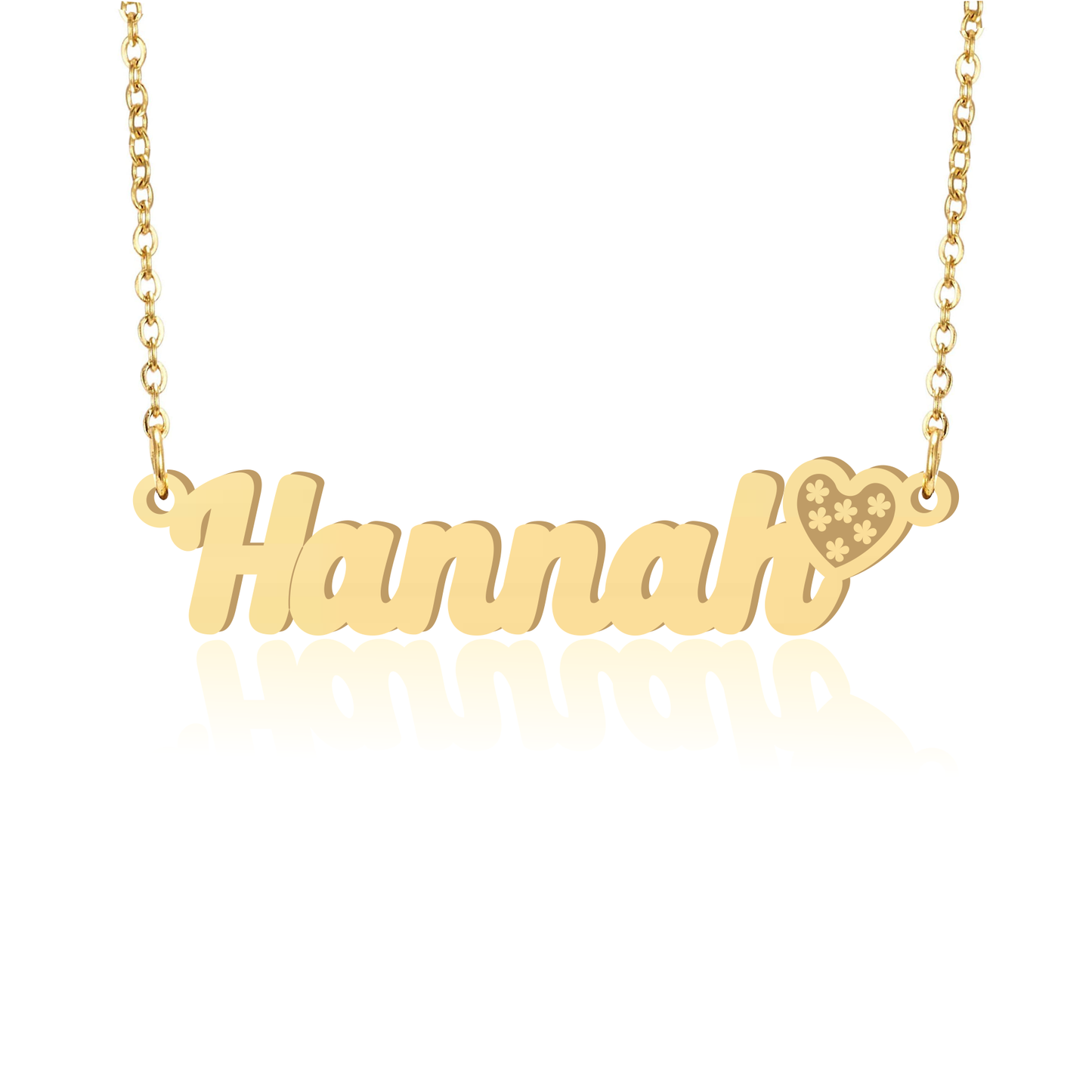 Prime & Pure 9K Yellow Gold Name Necklace Hannah with Heart