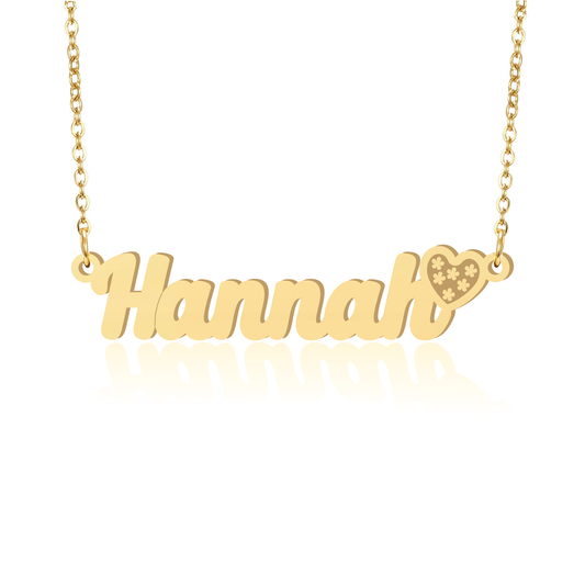 Prime & Pure 9K Yellow Gold Name Necklace Hannah with Heart