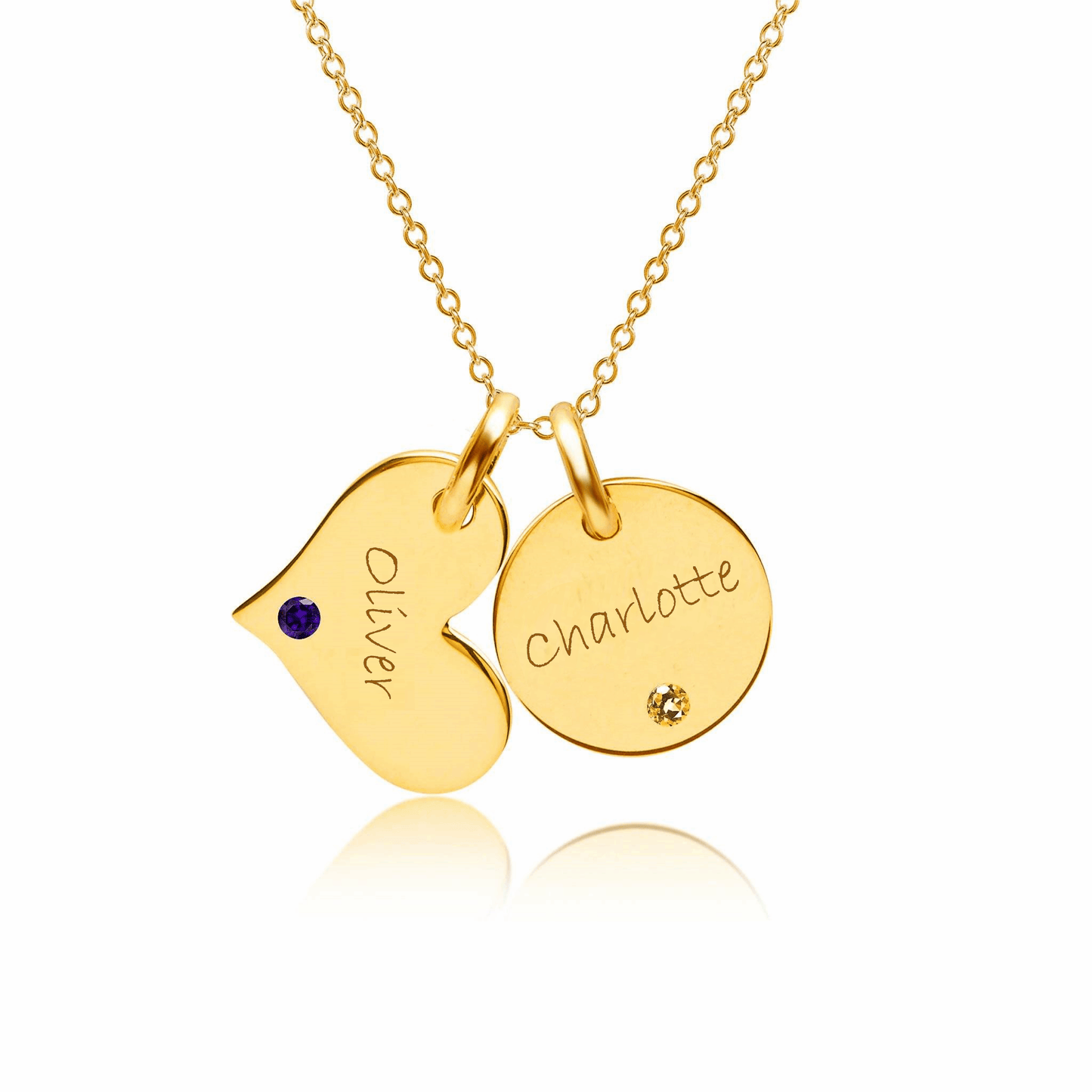 Heart circle Names Birthstones Necklace