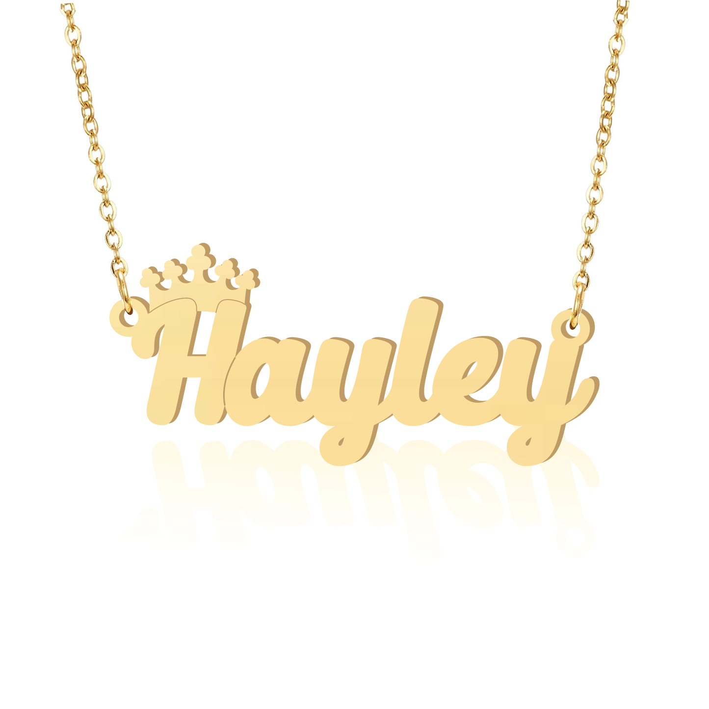 Prime & Pure 9K Yellow Gold Name Necklace Hayley with Crown