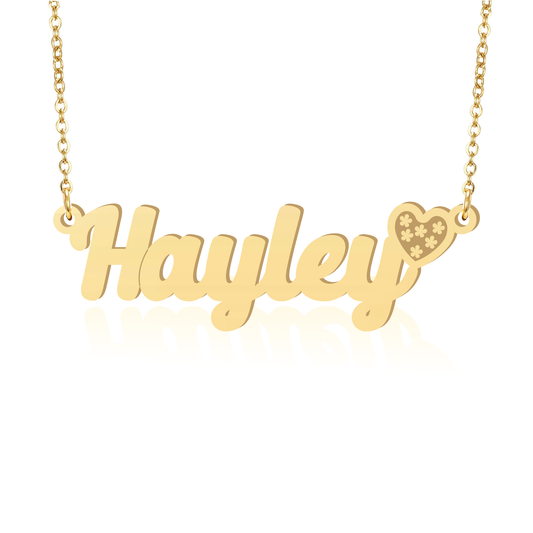 Prime & Pure 9K Yellow Gold Name Necklace Hayley with Heart