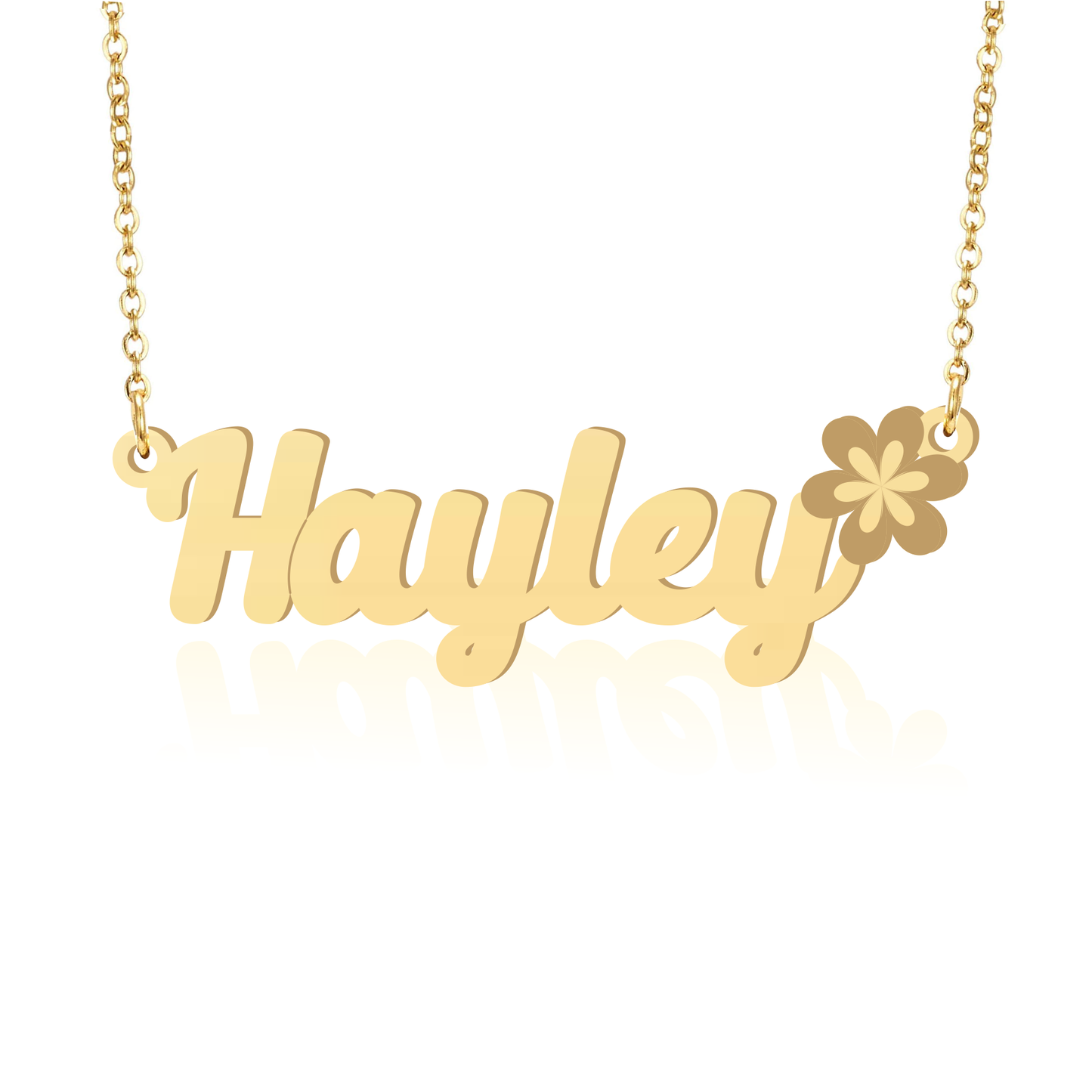 Prime & Pure 9K Yellow Gold Name Necklace Hayley with Flower