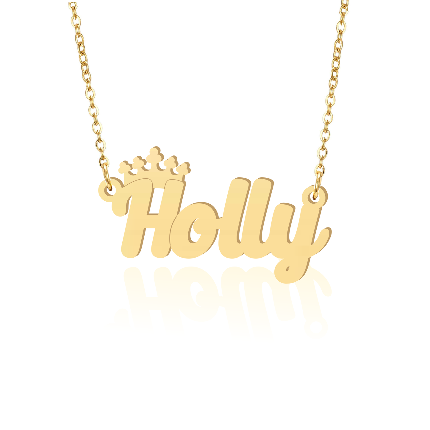 Prime & Pure 9K Yellow Gold Name Necklace Holly with Crown