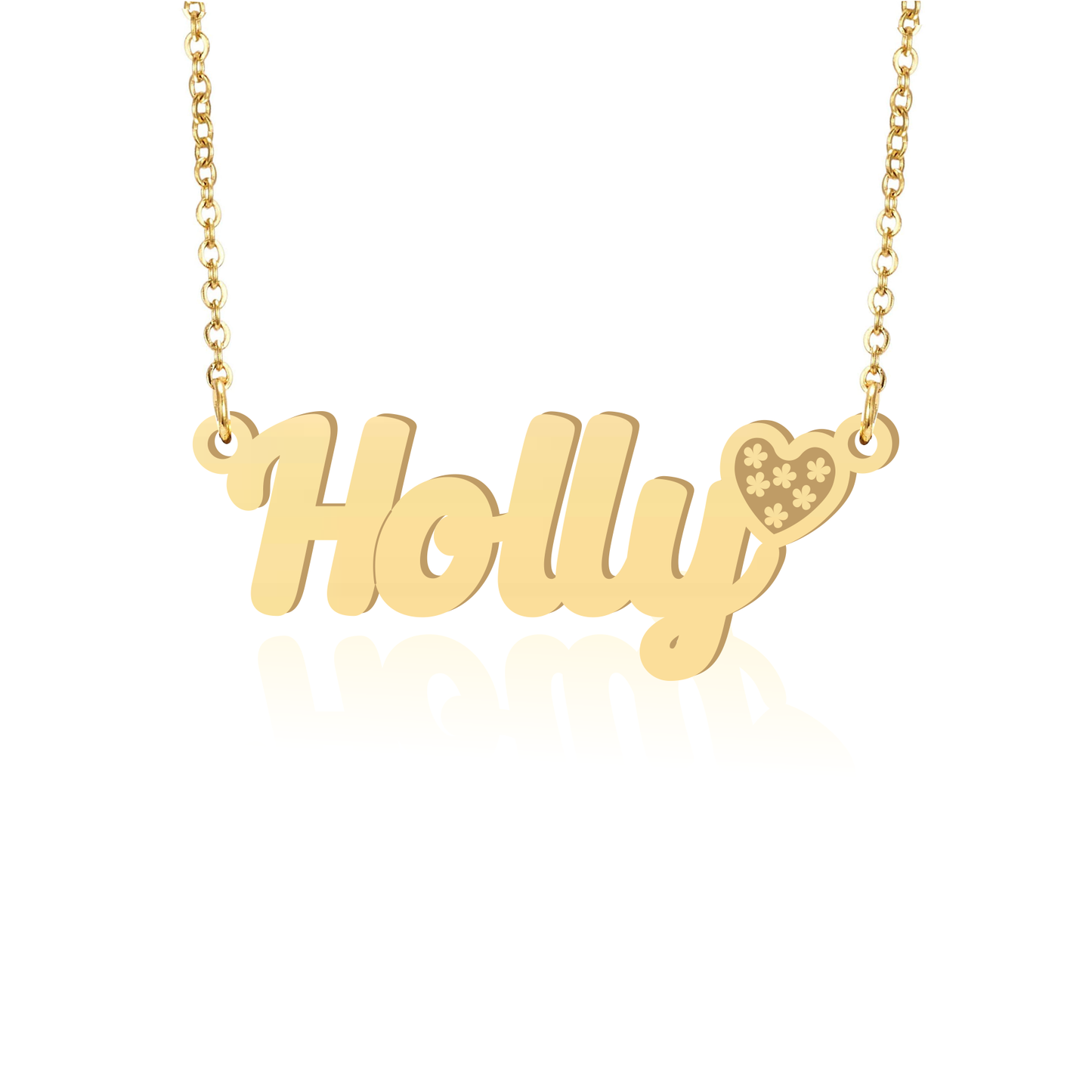 Prime & Pure 9K Yellow Gold Name Necklace Holly with Heart
