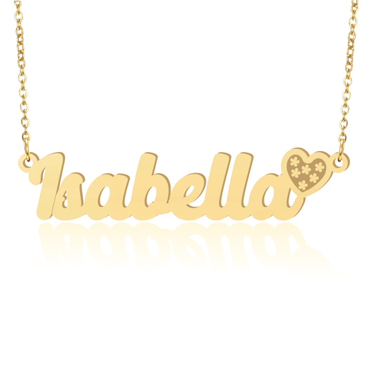 Prime & Pure 9K Yellow Gold Name Necklace Isabella with Heart