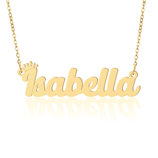 Prime & Pure 9K Yellow Gold Name Necklace Isabella with Crown