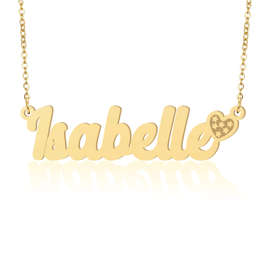 Prime & Pure 9K Yellow Gold Name Necklace Isabelle with Heart