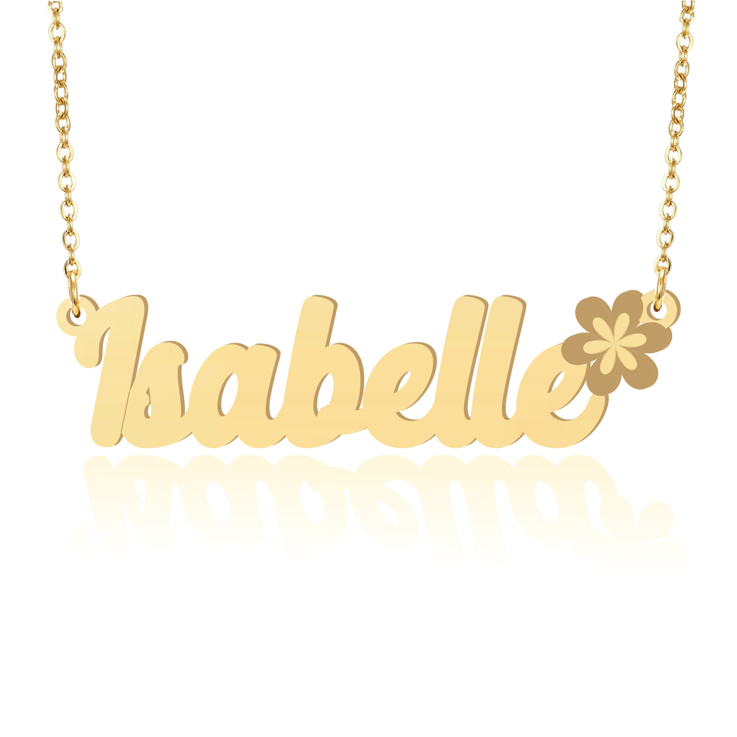 Prime & Pure 9K Yellow Gold Name Necklace Isabelle with Flower