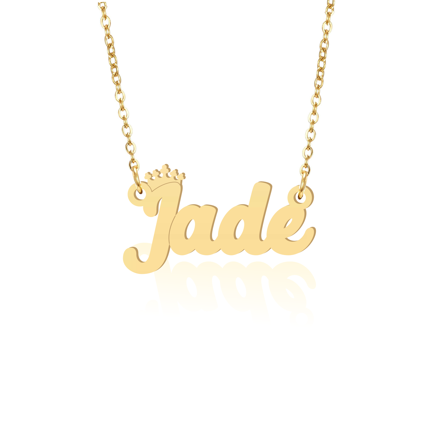 Prime & Pure 9K Yellow Gold Name Necklace Jade with Crown
