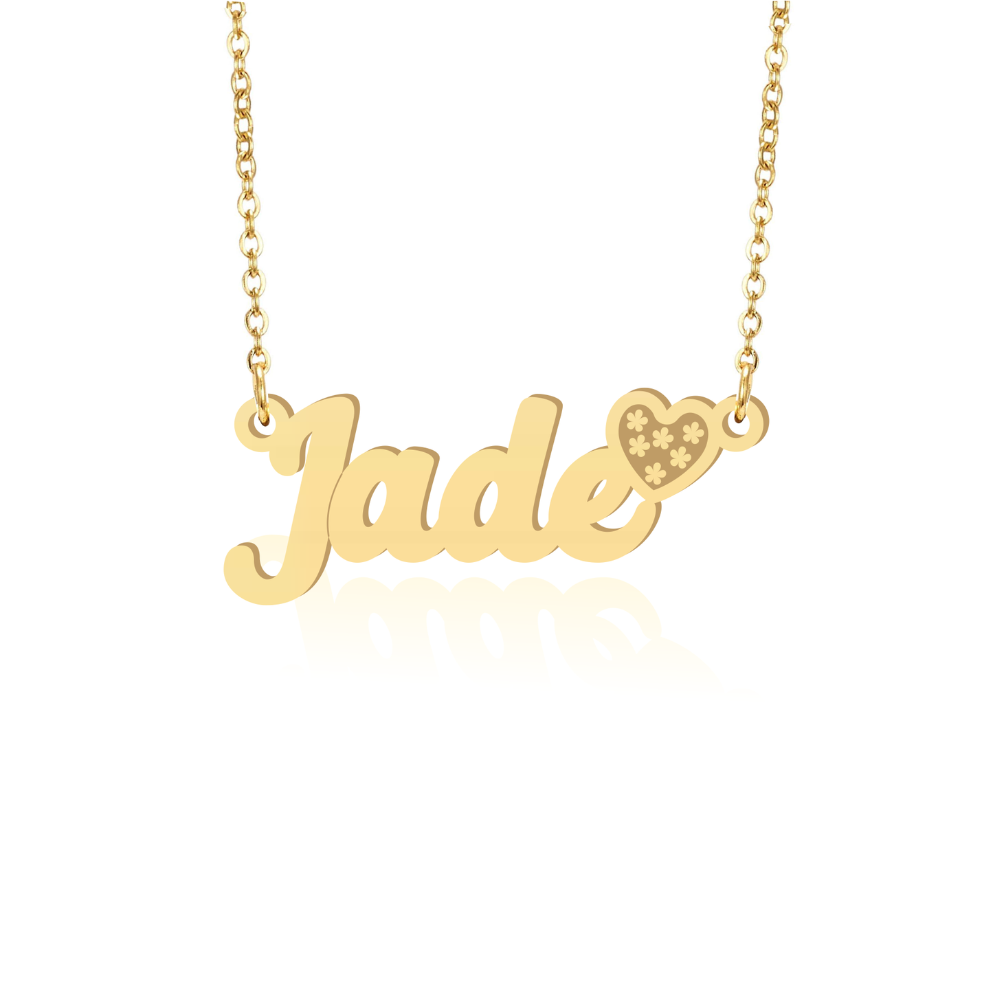 Prime & Pure 9K Yellow Gold Name Necklace Jade with Heart