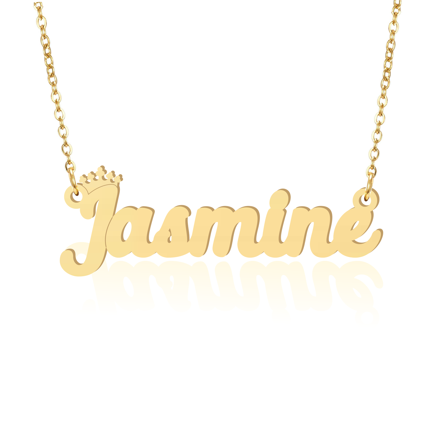 Prime & Pure 9K Yellow Gold Name Necklace Jasmine with Crown