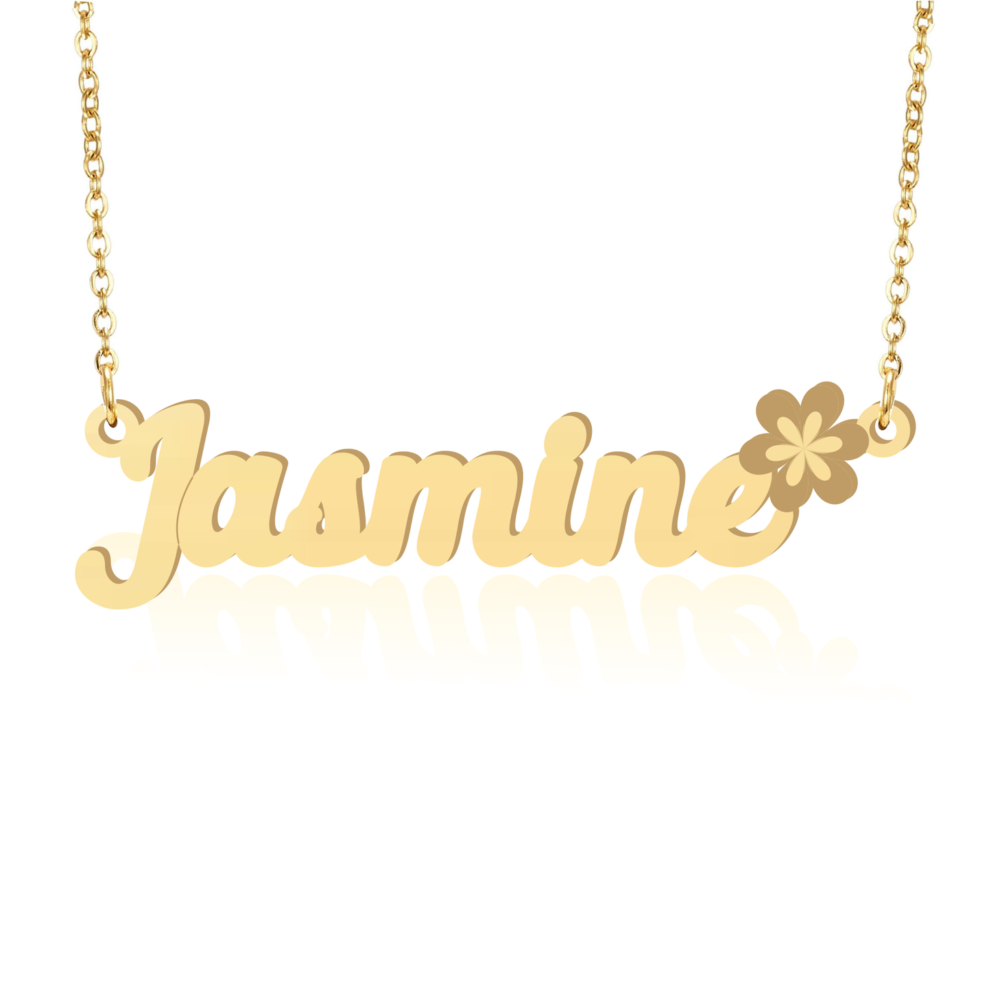 Prime & Pure 9K Yellow Gold Name Necklace Jasmine with Flower