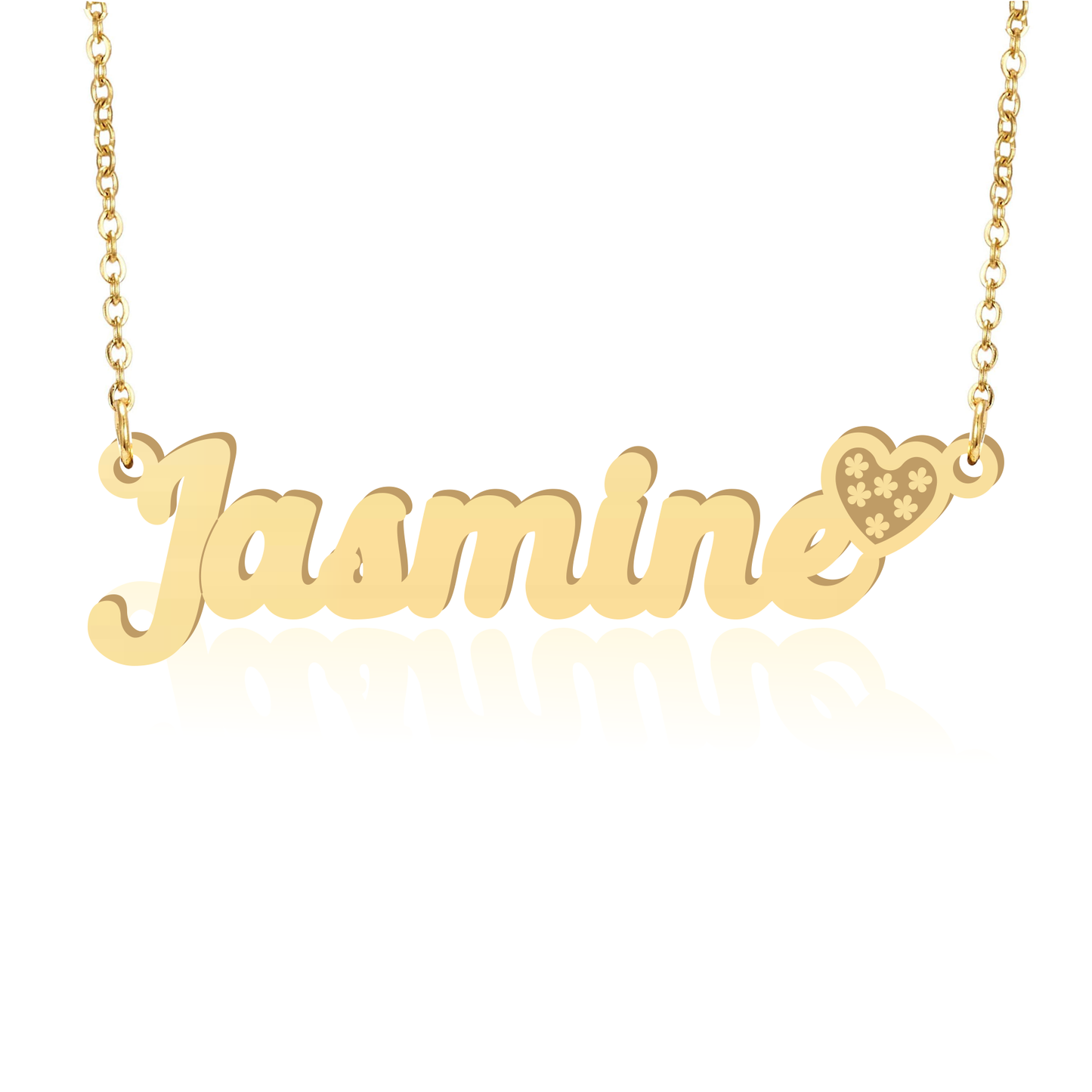 Prime & Pure 9K Yellow Gold Name Necklace Jasmine with Heart