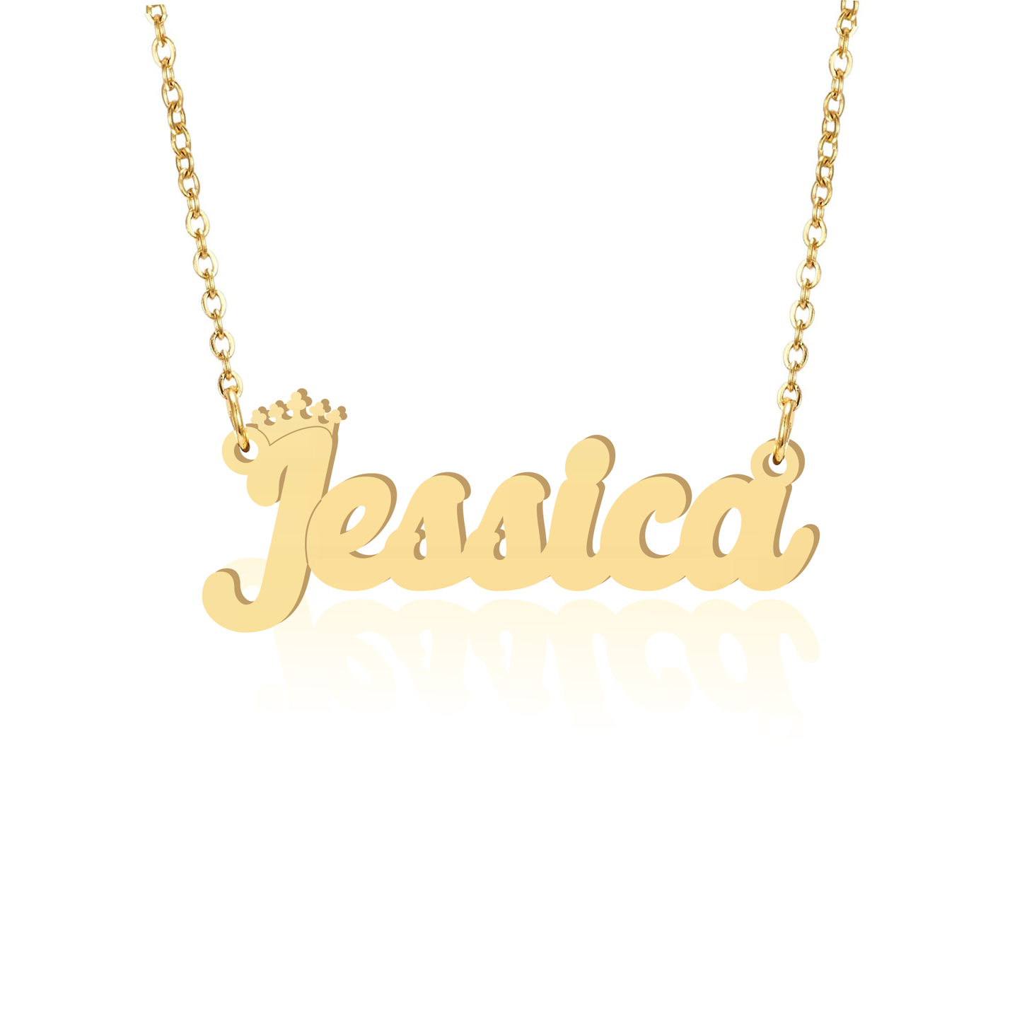 Prime & Pure 9K Yellow Gold Name Necklace Jessica with Crown